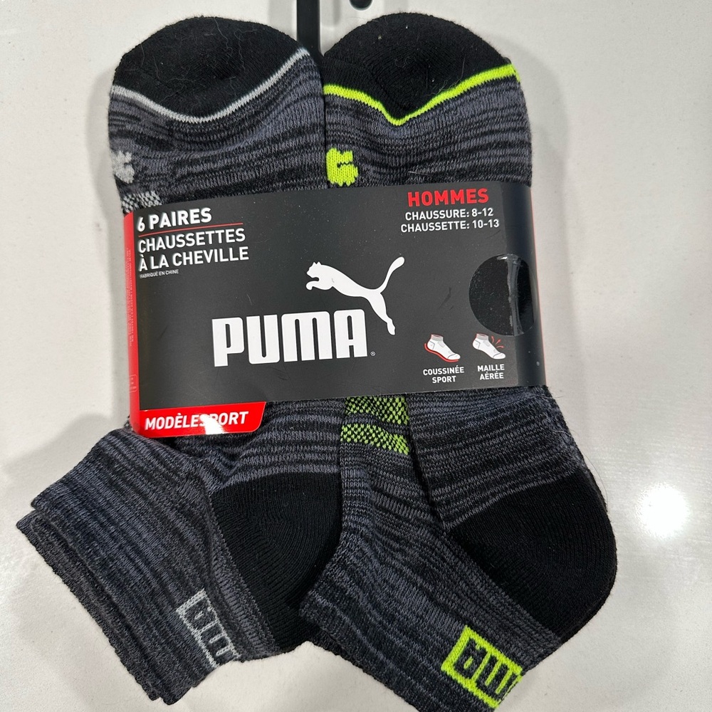 Puma Men's Black and Gray Crew Socks - Picture 3 of 3